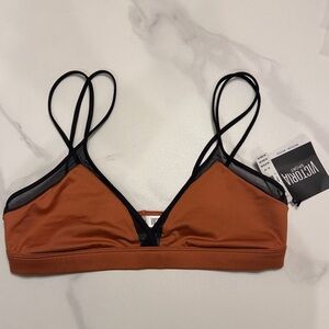 Victoria’s Secret “Victoria Sport” Strappy Bralette Style Sports Bra Rust Orange